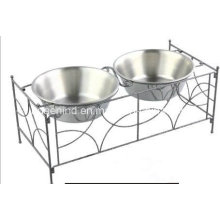 Iron Art Double Pet Feeding Bowl